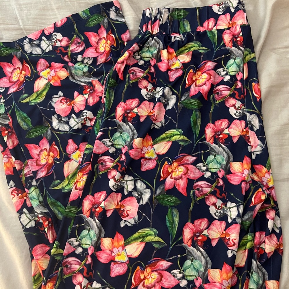 Brooke Shields Timeless Reg Flat Front Printed Wide Leg Pants SZ S